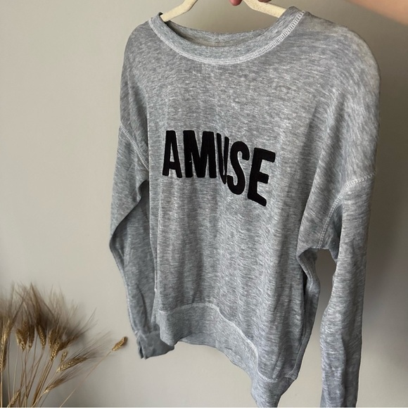 Amuse Society Logo Crewneck Sweatshirt grey Medium - Picture 7 of 8